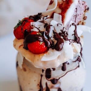 Eiwitrijke nicecream gemaakt met eiwitpoeder