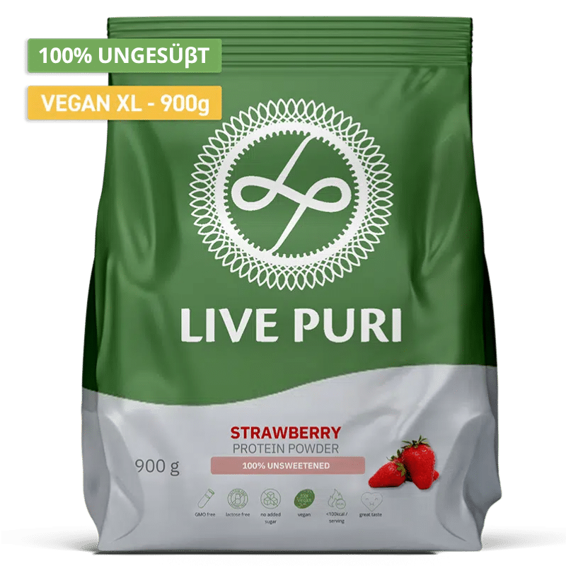 Live Puri Veganes Proteinpulver Erdbeer ungesüßt XL DE