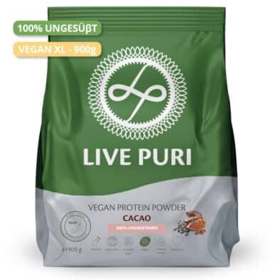 Live Puri eiwitpoeder Vegan Cacao Ongezoet XL donker DE