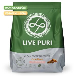 Live Puri eiwitpoeder Vegan Chai Ongezoet XL donker DE