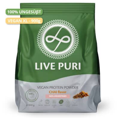 Live Puri eiwitpoeder Vegan Chai Ongezoet XL donker DE