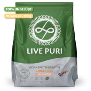 Live Puri eiwitpoeder Vegan Vanille Ongezoet XL donker DE