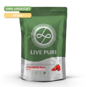 Live Puri vegan aardbei ongezoet eiwitpoeder 250g DE
