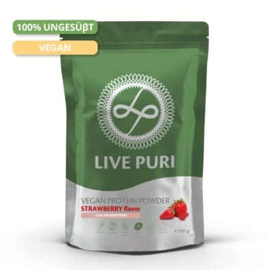 Live Puri vegan aardbei ongezoet eiwitpoeder 250g DE