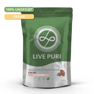 Live Puri vegan cacao ongezoet eiwitpoeder 250g DE