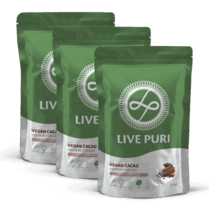Cacao chocolade vegan eiwitpoeder ongezoet zonder onnodige toevoegingen voordeelverpakking Live Puri